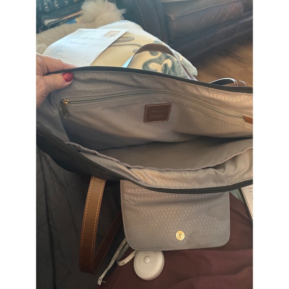 Cutter & Buck Black Nylon Leather Trim Tote Bag Ameriprise Zip Top Work Travel - Picture 14 of 14